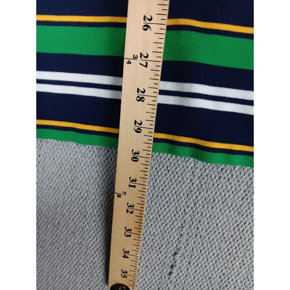 Polo Ralph Lauren Vintage Polo Shirt Men Medium Green/Blue Striped Luxury Preppy - Picture 10 of 11